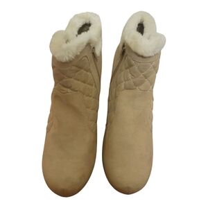 Madeline Beige Quilted Winter Boots